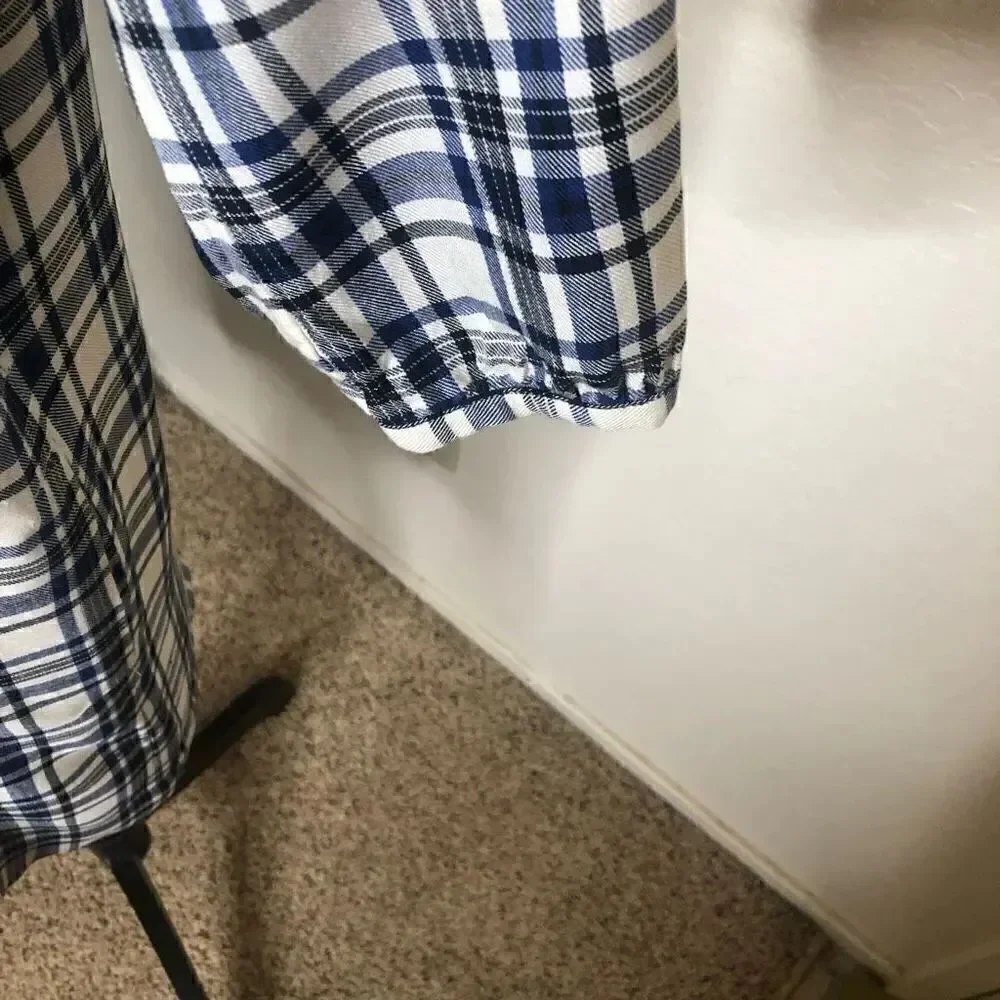 Madewell White, Navy, and Black Plaid Light Academia Shift Dress Size XS